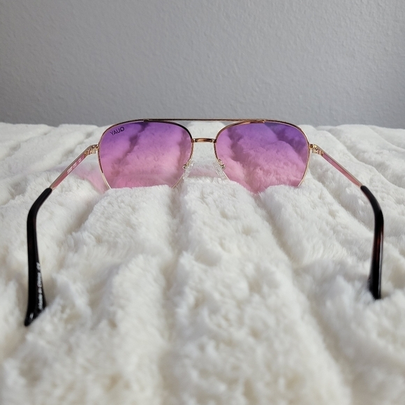 QUAY // ltd ed lizzo collab purple lens gold embossed metal frame aviators main image 11